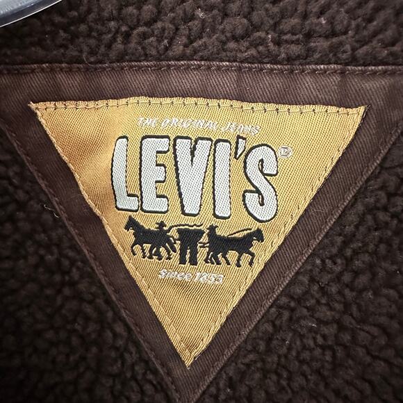 Levi's Men's Trucker Jacket Sherpa Lined Chore Barn Coat Zip Snap Brown Size XXL - Picture 7 of 10